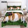 Rabbit Comforter Duvet Cover Set Lovely Little Rabbit Decor Bedding Set for Kid Girl Polyester Animal Theme King Comforter Cover