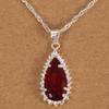 Zhenrong Ruby Inlaid Water Drop Pear-Shaped Pendant Necklace with S925 Silver Double Water Wave Chain