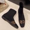 Leopard Flats Ankle Boots Square Toe Sneaker Women Shoes 2025 New Trend Fashion Casual Sport Travel Shoes Sexy Snow Botas Mujer