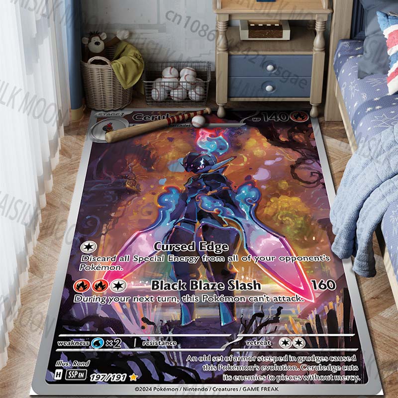 Multiple Sizes Pokemon Cards Ceruledge Print Carpet for Living Room Bedroom Kid's Room Home Decor Non-slip Mat Area Rug Gift