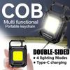 Double Sided COB Flashlight USB Rechargeable Keychain Light Torch Work Light Multifunctional 90° Rotation Camping Repair Lantern