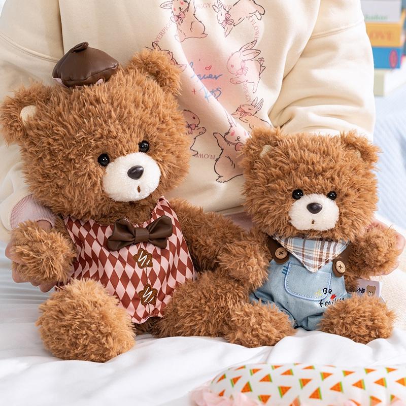 25/35 см Новые Ковбойские Коричневые Плюшевые Игрушки Маленький Мишка Кавайные Мягкие Игрушки Медведи Кукла Подушка для Сна Ребенка Домашний Декор для Девочек Подарок