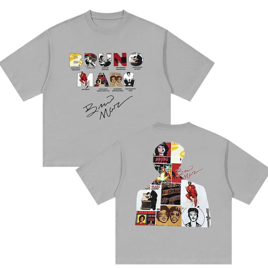 Рэпер Бруно Марс Тур Романтика 2026 Мерч Футболки Мужские Винтажная Мода Оверсайз Хлопковая Футболка Готическая Одежда Футболка