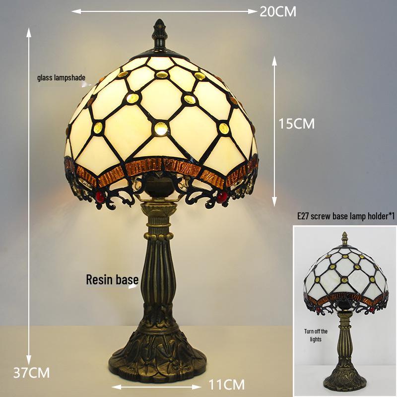 Tiffany Vintage Stained Glass Table Lamp for Bedside or Cafe