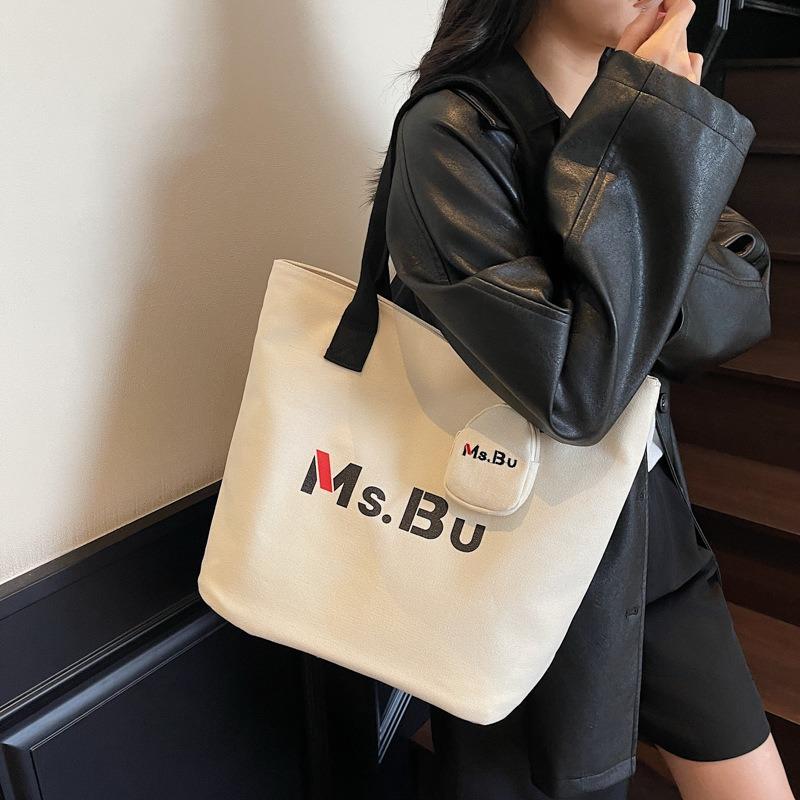 Canvas Bag Women's Large-capacity New Autumn and Winter Versatile Shoulder Bag Casual College Student Class Tote Bag