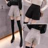 Woolen Shorts for Women In Autumn and Winter New High-waisted Tweed Wear Versatile A-line Wide-leg Three-point Boot Pants
