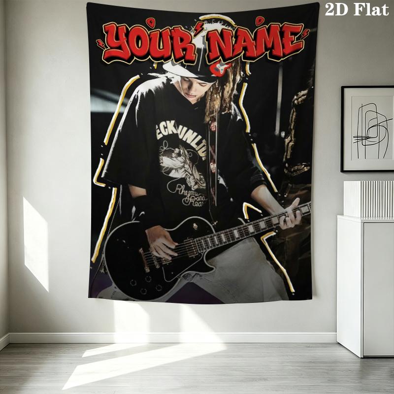 Custom Name Tom Kaulitz Wall Tapestry Aesthetic Wall Hanging Printed Fabric Blanket Decorative Tapestries for Bedroom Living Room Home Decor