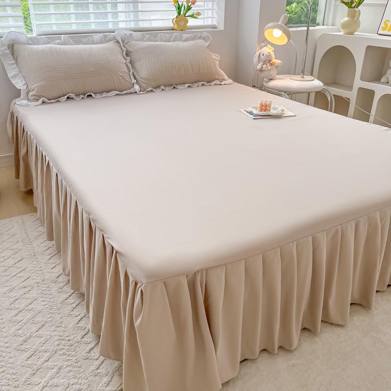 Спальня Бытовая цельная шлифовальная юбка-кровать Однотонное приятное для кожи покрывало Покрывало для спальни Простыни для студенческого общежития
