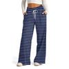 Women's Wide Leg Casual Pants High Waist Striped Sports Pants