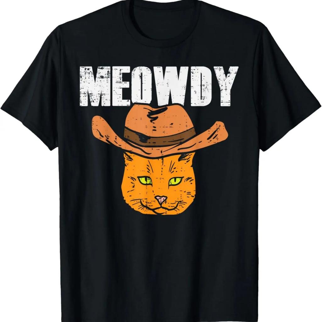Meowdy Cowboy Hat Texas Cat Funny Meme Meow Howdy Men Women T-Shirt