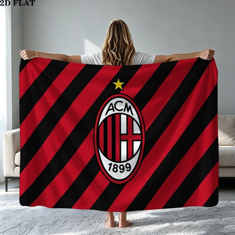 Фланелевое одеяло с принтом AC Milan Высококачественное Теплое Удобное Покрывало для Всех Сезонов Идеально для Подарков Домашний Декор