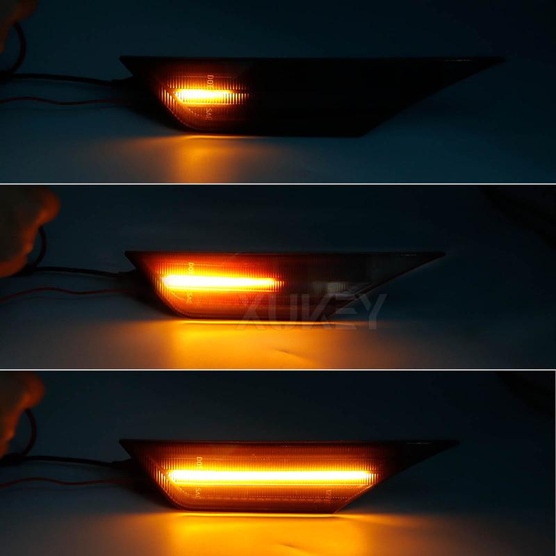 2x Front LED Side Marker Lights Turn Signal Lights Amber Sequential with White DRL for 2016- Honda Civic Sport Hatchback