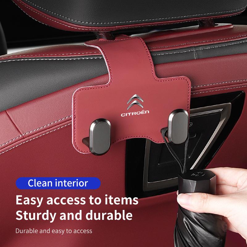 OCDK9 Car Rear Seat Double Head Storage Hook Headrest Hanger Clip For Citroen Jumper Celysee Cactus Picasso Aircross Saxo Grand