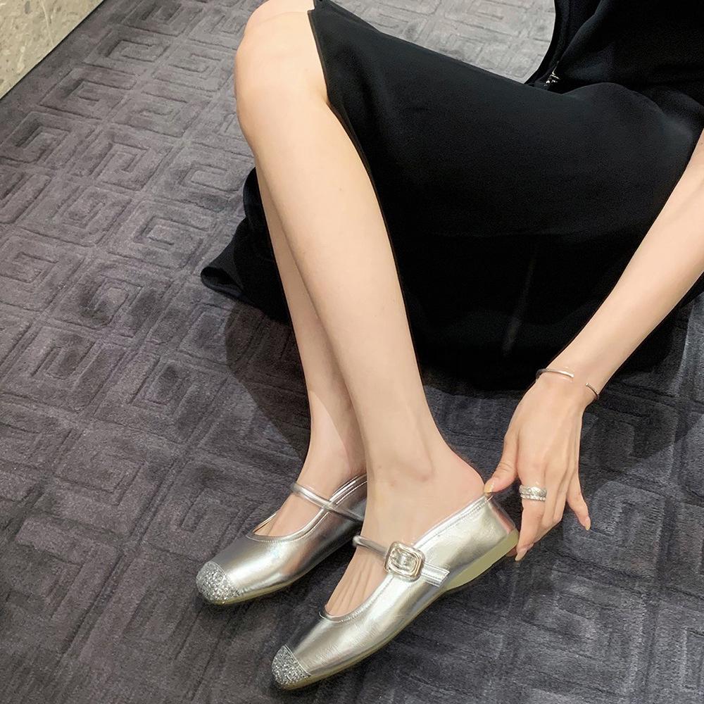 Овчина виноградная мать 4см внутренняя высота увеличение блеск сращивание одно слово квадратная голова ленивый мешок голова половина тапочек женская летняя одежда