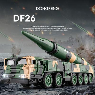 1: 50 Dongfeng 26/100 Пусковая установка ракетного комплекса Симуляция Военная модель Звук и свет Скользящая игрушечная машинка Детский подарок