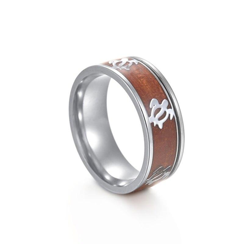 Shouman Новое модное мужское кольцо 8 мм из черного серебра и золота с изображением черепахи, инкрустированное деревом, подарок на годовщину свадьбы и день рождения