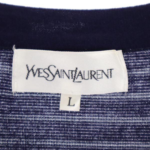 Yves Saint Laurent Сделано в Японии Шерстяная смесь в полоску Кардиган из трикотажа с V-образным вырезом и длинным рукавом Женский Б/у