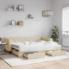 VidaXL Daybed with Trundle and Drawers Cream 80x200 Cm Fabric 3197461