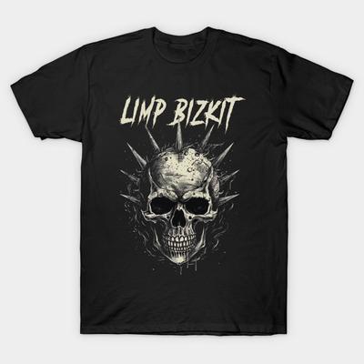 Азиатский размер Мужская черная футболка с принтом Группа Limp Bizkit Печать методом термопереноса без вырезания Хлопковая футболка