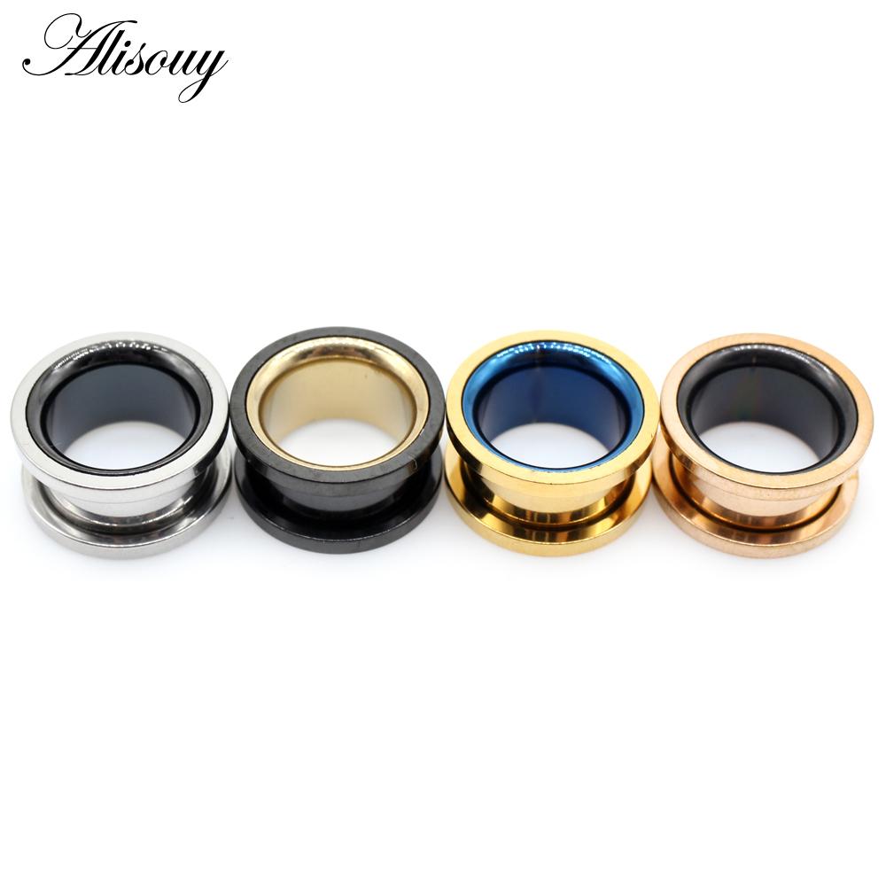 Alisouy 2 шт. Smiple полые расклешенные беруши из нержавеющей стали туннельный расширитель носилки манометры пирсинг плоти серьги украшения для тела