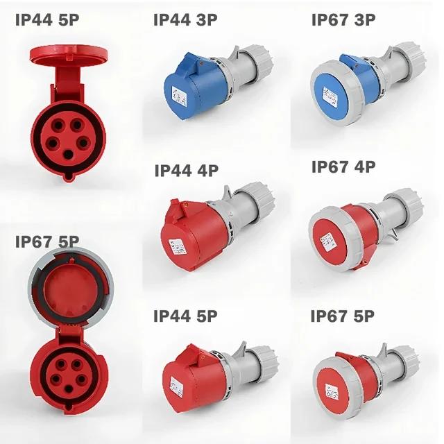Промышленная вилка и розетка 16/32А 3P/4P/5Pin Электрический разъем IP67 Настенная розетка Вилка папа и розетка мама
