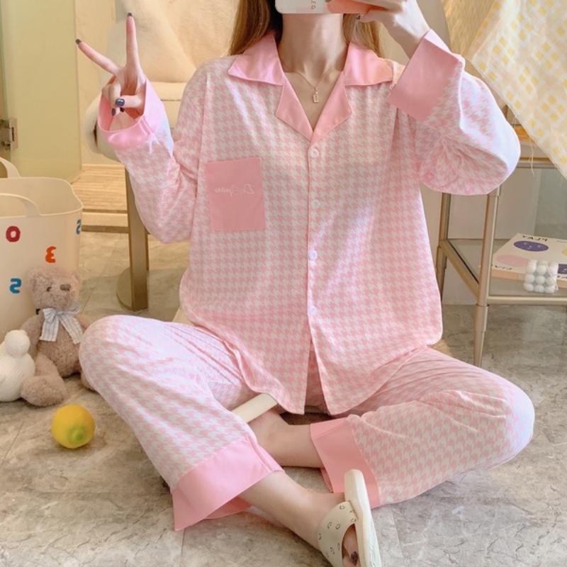 Leopard Print Two Piece Set Pajamas Women Vintage Classic Basic Autumn Turn Down Button Up Long-sleeved Home Clothes Outer Wear Suit