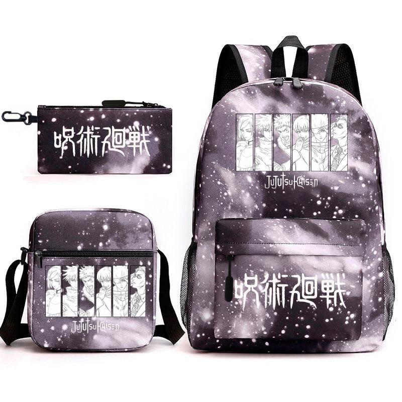 Teen Animation Backpack Elementary School Student Fashion School Bag Three-piece Set