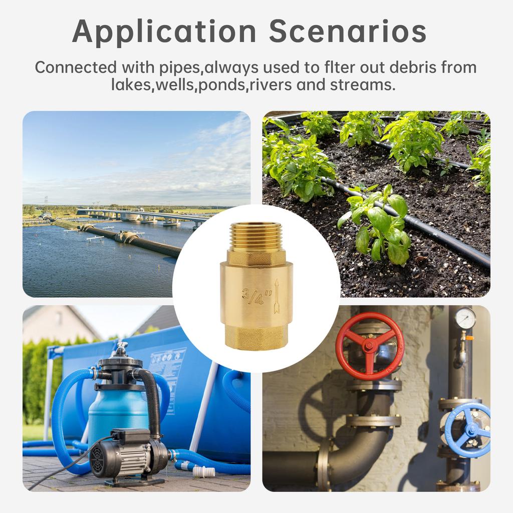 Обратный клапан с латунной наружной резьбой 3/4 дюйма для скважинных насосов / ирригационных систем / промышленных трубопроводов, односторонние обратные клапаны