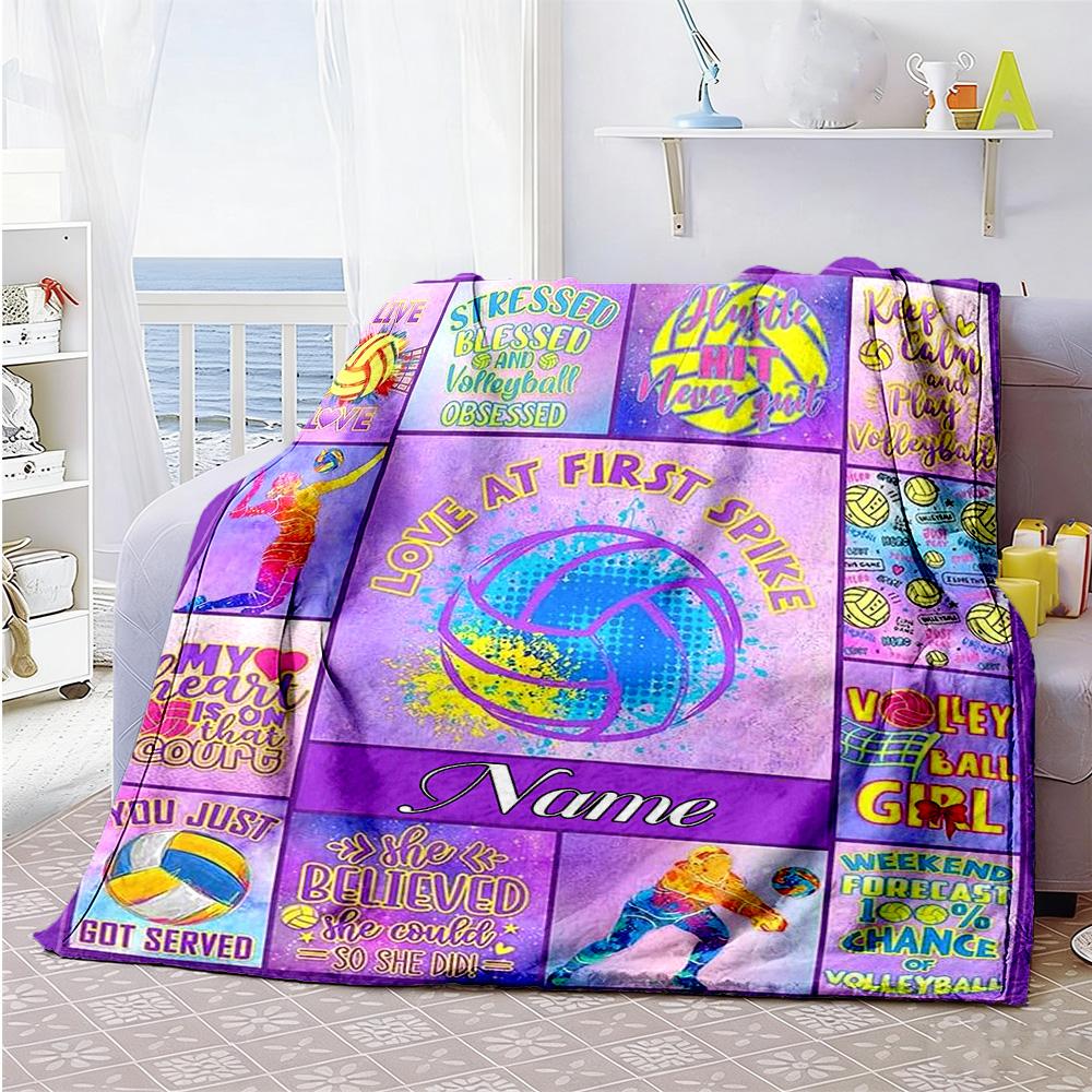 Volleyball Style Personalized Text Blanket Multi-purpose Personalized Blanket Soft Warm Cozy Great for Office Chair Office Seaside Livingroom