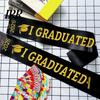 Graduation Shoulder Straps Class of 2026 Cap Sash Badge Set I Graduated Satin Stole Metal Medals with Matte Black And for Grad Party Supply