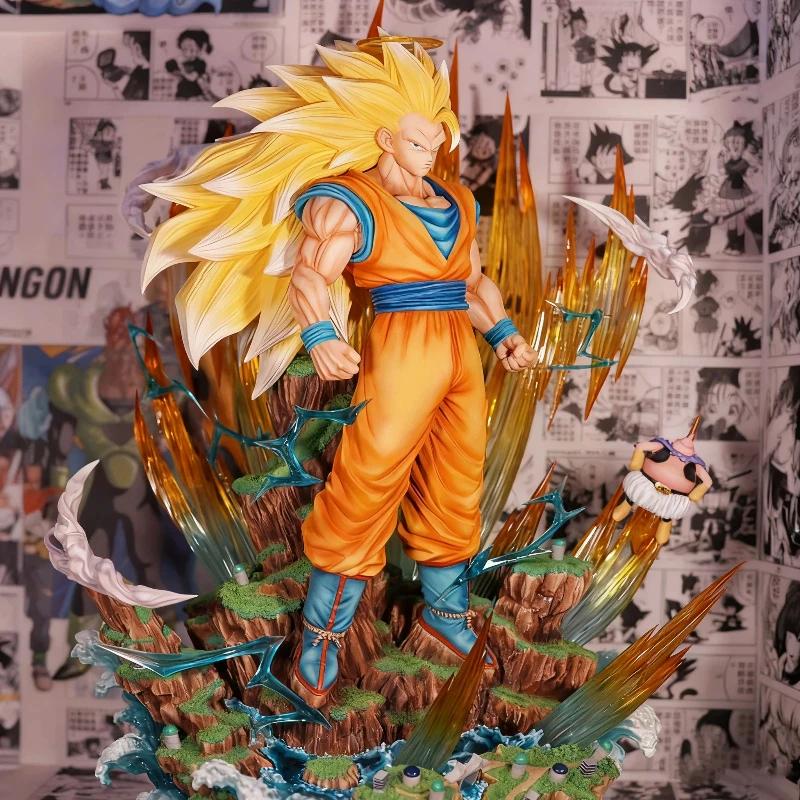 Anime 42cm Infinite Super Saiyan 3 Son Goku PVC Action Figures Desktop Ornament Statue Model Toy Boy Gift Collectible Non-light