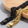 Двухслойная цепочка шириной 12 мм, мужской браслет, мужской браслет золотого цвета из нержавеющей стали, металлический браслет на руку, ювелирные изделия дружбы