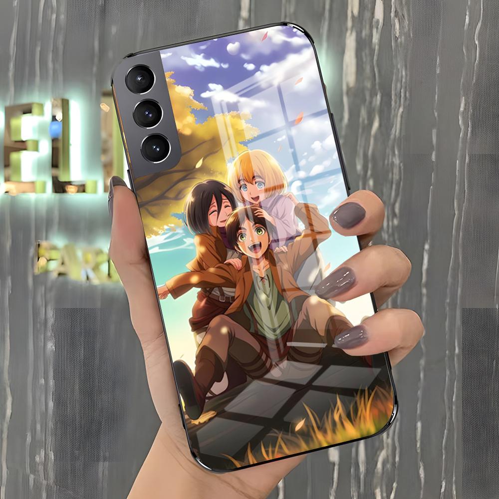 Чехол для телефона Аниме Атака Титанов Для Samsung A25 A13 A33 5G A54 A36 A35 A56 A52 A14 Ударопрочный Стеклянный Чехол