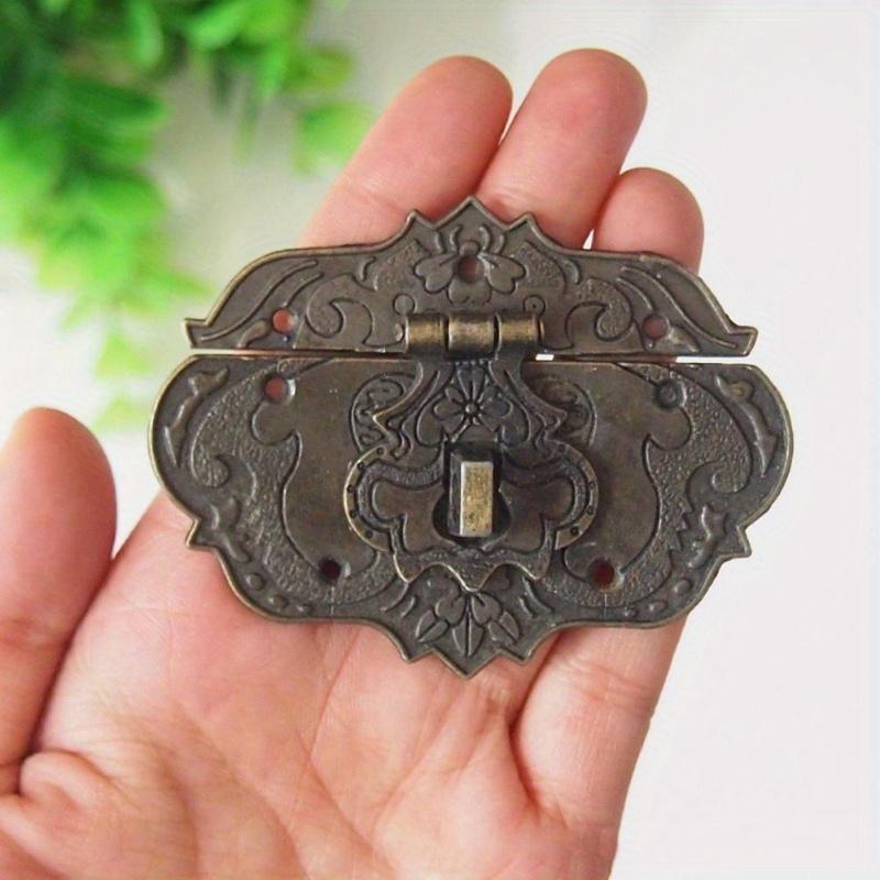 2sets Antique Brass Wooden Case Hasp Vintage Decorative Jewelry Gift Box Suitcase Hasp Latch Hook Furniture Buckle Clasp Lock