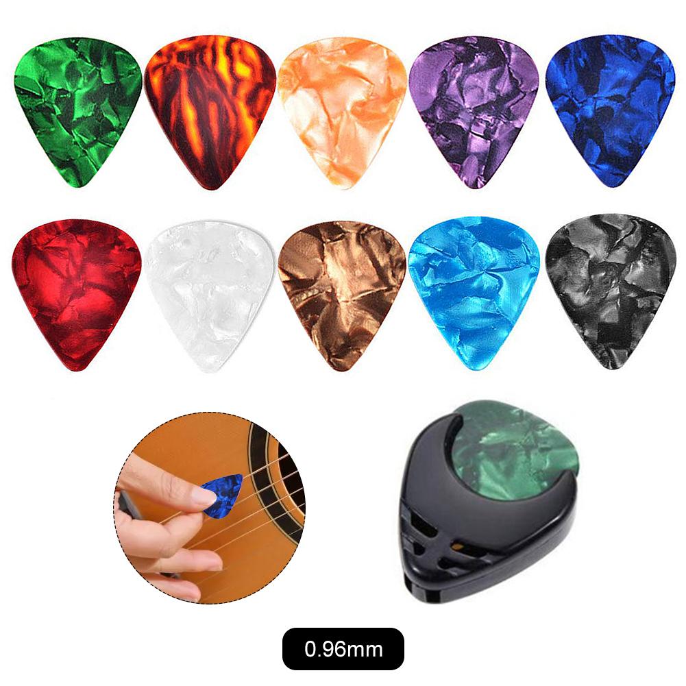 10 Pieces Multicolor Guitar Picks Celluloid Premium Plastic Guitar Picks with Pick Holder 0.46/0.71/0.96mm Guitar Accessories