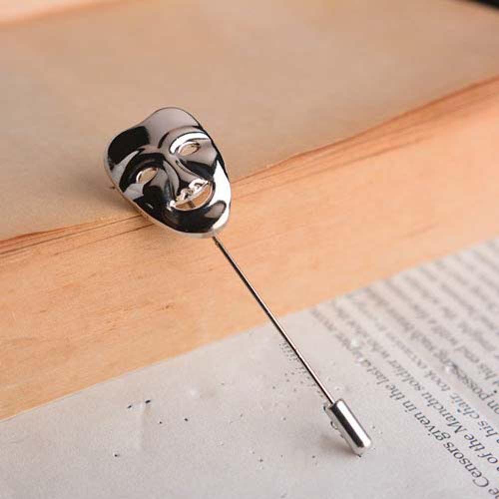Suits Personality 3D Accessories Zinc Zinc Alloy Men's Face Gold Color Mask Lapel Pin Jewelry Brooches Pin
