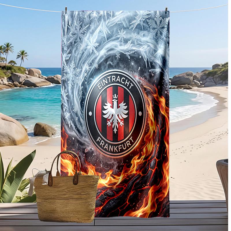 Пляжное полотенце Eintracht Frankfurt Football Print, Большое Мягкое Быстросохнущее Полотенце для Пляжа Кемпинга Плавания