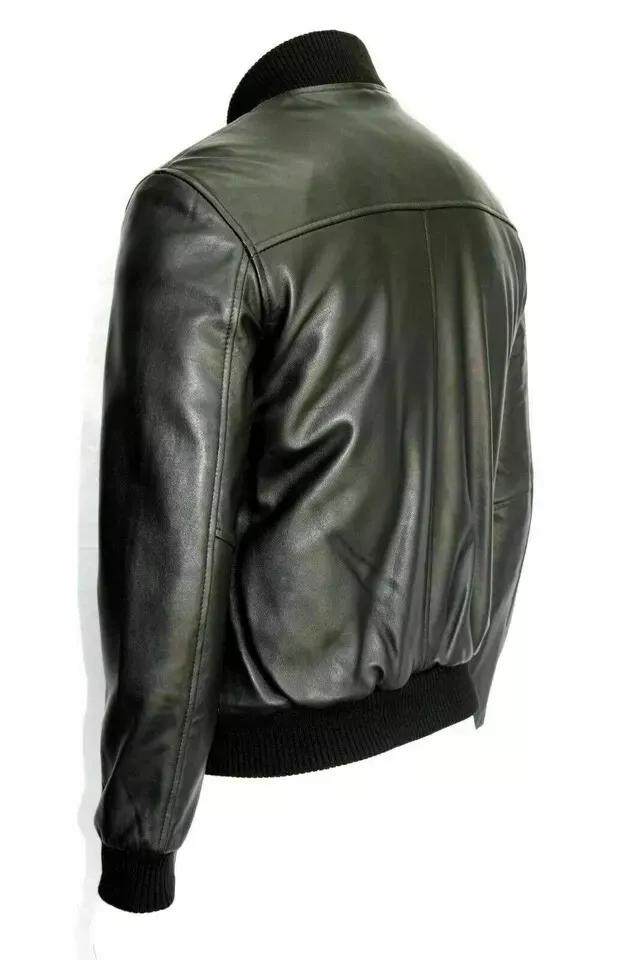 Мужская куртка черного цвета ручной работы из натуральной овчины, байкерская, мотоциклетная, стильная