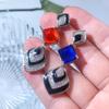 High-quality Cat-eye Red Blue Zircon Women's Earrings Asymmetric Zircon Women's Tassel Earrings Party Jewelry Bridal Earring