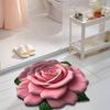 Plush Floral Floor Mat Absorbent Diatomaceous Earth Floor Rug Non-Slip 3D Visual Flower Pattern Rug for Bedroom Entrance Kitchen
