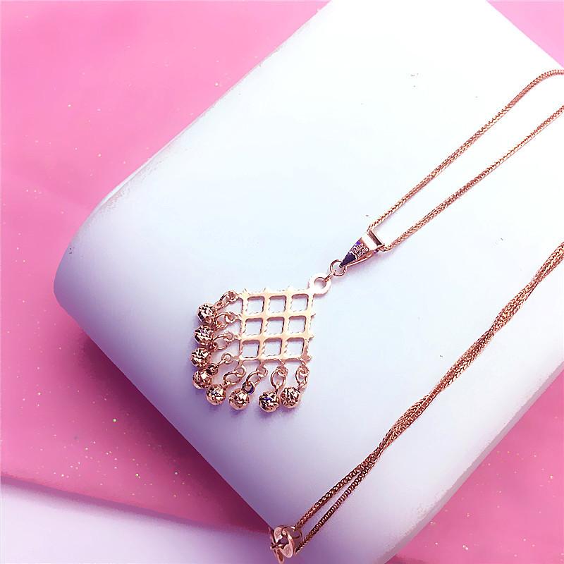 Изысканный подвеска с бриллиантом в форме ромба, из цветного золота, Russian Rhombus Diamond Pendant, покрытием из розового золота 585 пробы, Изысканная модная корейская версия, Женская цепочка на ключицу