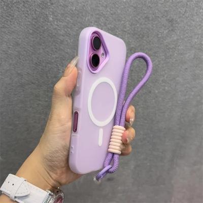 Роскошный Мягкий С ремешком Силиконовый Для Magsafe Чехол для iPhone 17 16 15 14 Plus 13 12 11 Pro Max Беспроводная Зарядка Магнитная Крышка
