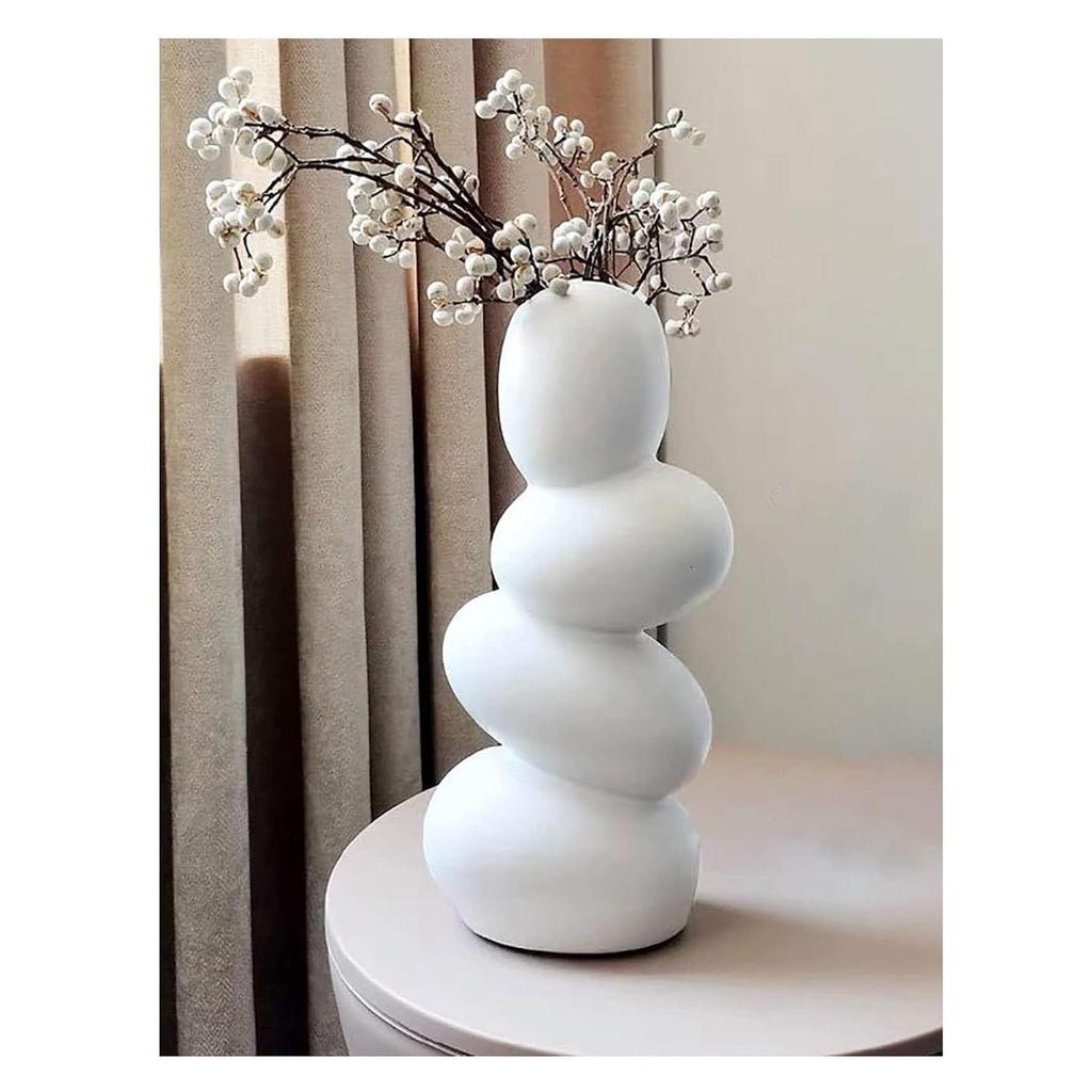 Pampas Grass Vase Money Plant Live Plants for Home, Office,Gifts- (Pebble Vase, Height- , White)