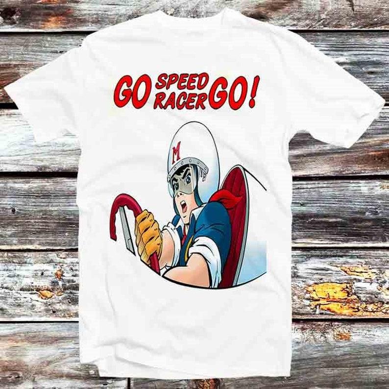 230 Gsm 100% Cotton Go Speed Racer Go Movie Poster T Shirt Vintage Retro Cool Gift Mens Womens Unisex Cartoon Anime Top Tee B612