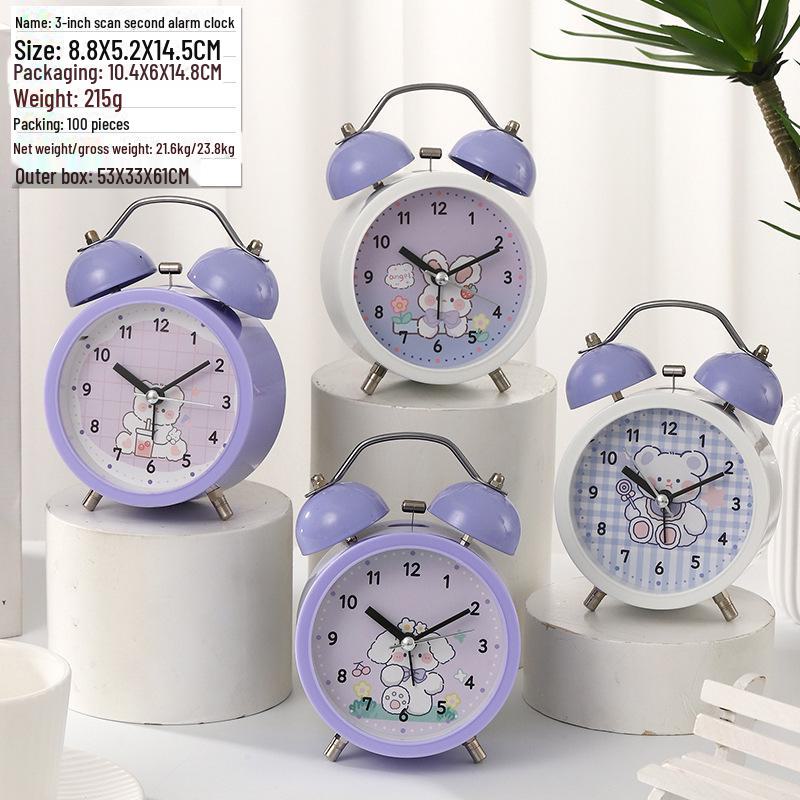 Ретро-будильник с громким звонком и ночником - бесшумные прикроватные часы, креативный подарок для студентов и декор спальни