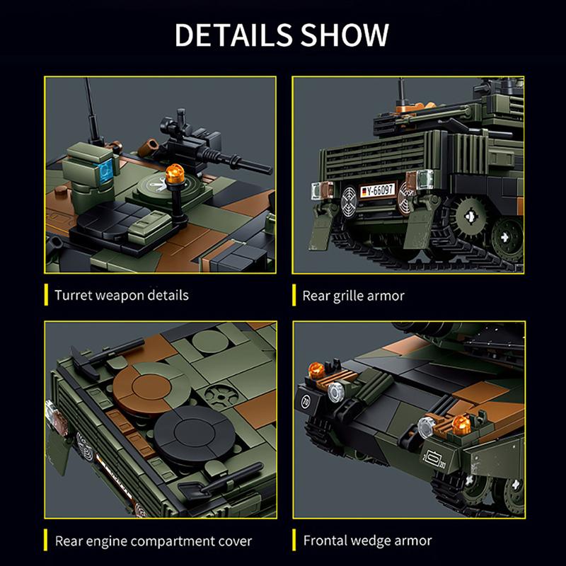 Военный MOC Leopard 2A6 времен Второй мировой войны Основной боевой танк Армии Строительные Блоки С Солдатами Модель Танка Кирпичики Игрушки Для Детей Мальчиков Подарки