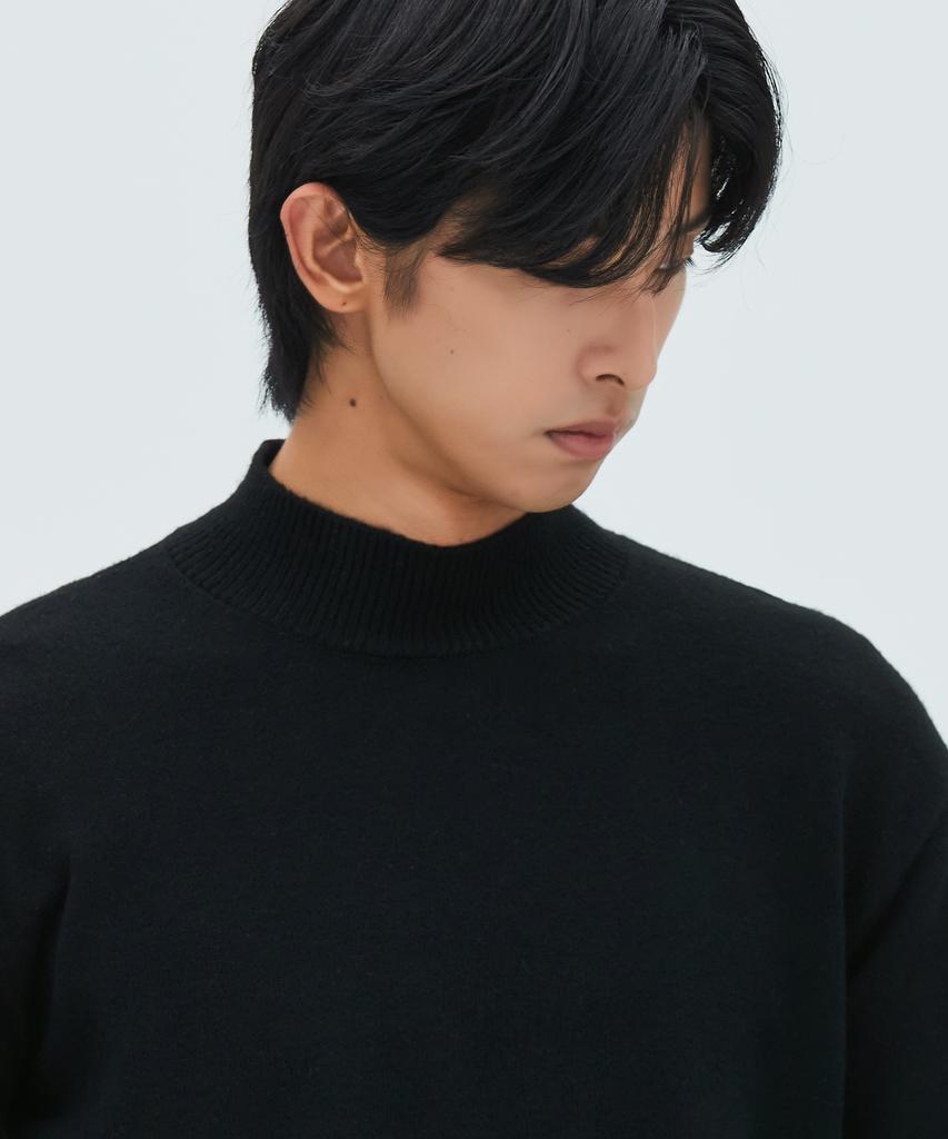 LEIRE Minimal Wool Mock Neck Knit [Black]