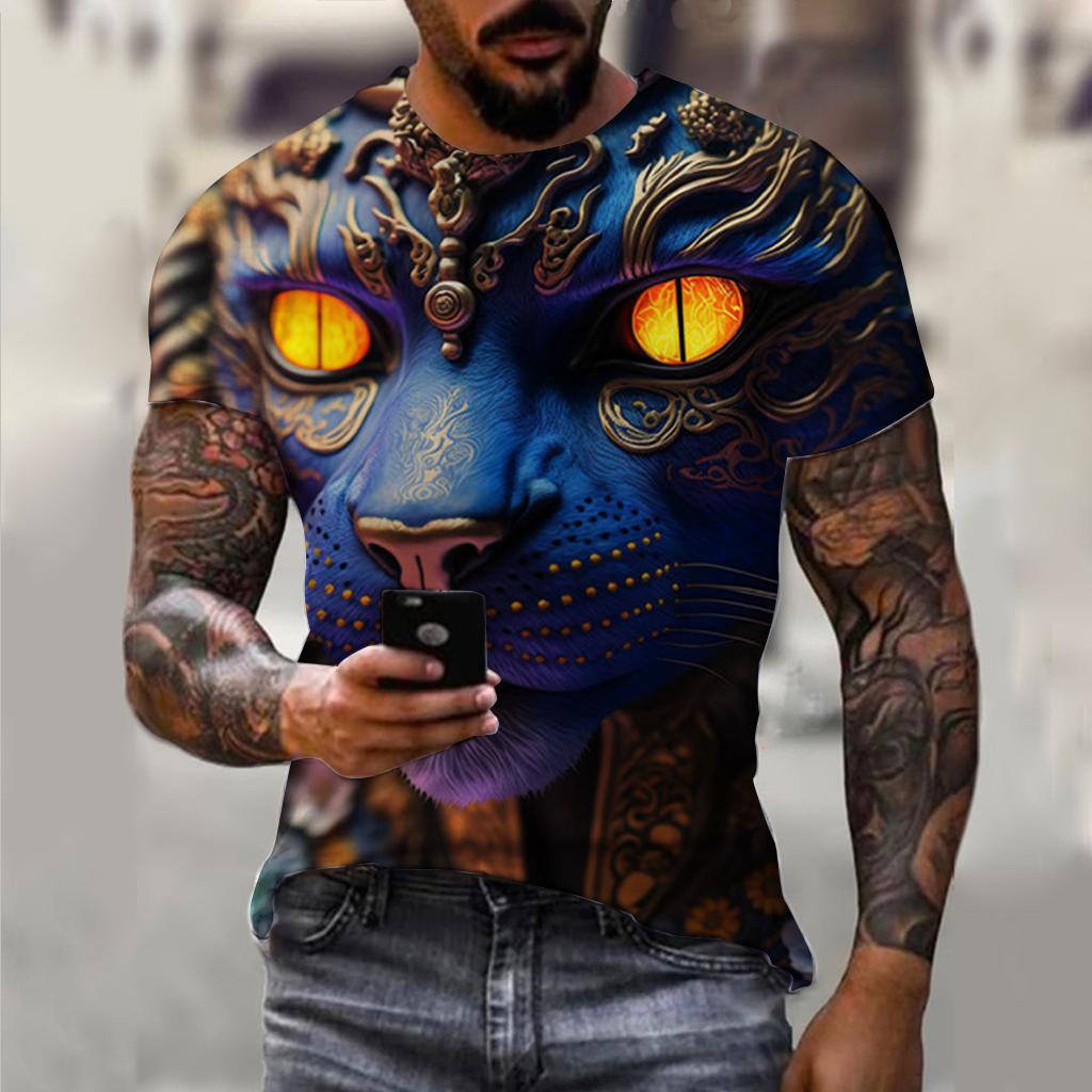 Мужская футболка с 3D принтом животных в стиле хип-хоп, винтажная одежда в стиле Харадзюку, модные топы с круглым вырезом и короткими рукавами, футболки большого размера