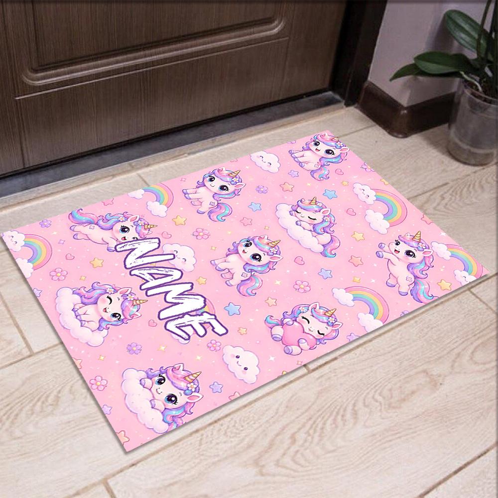 Custom Name Unicorn Printed Carpet,Rug for Office Chair Living Room Bedroom Kitchen Room Decor Gifts.