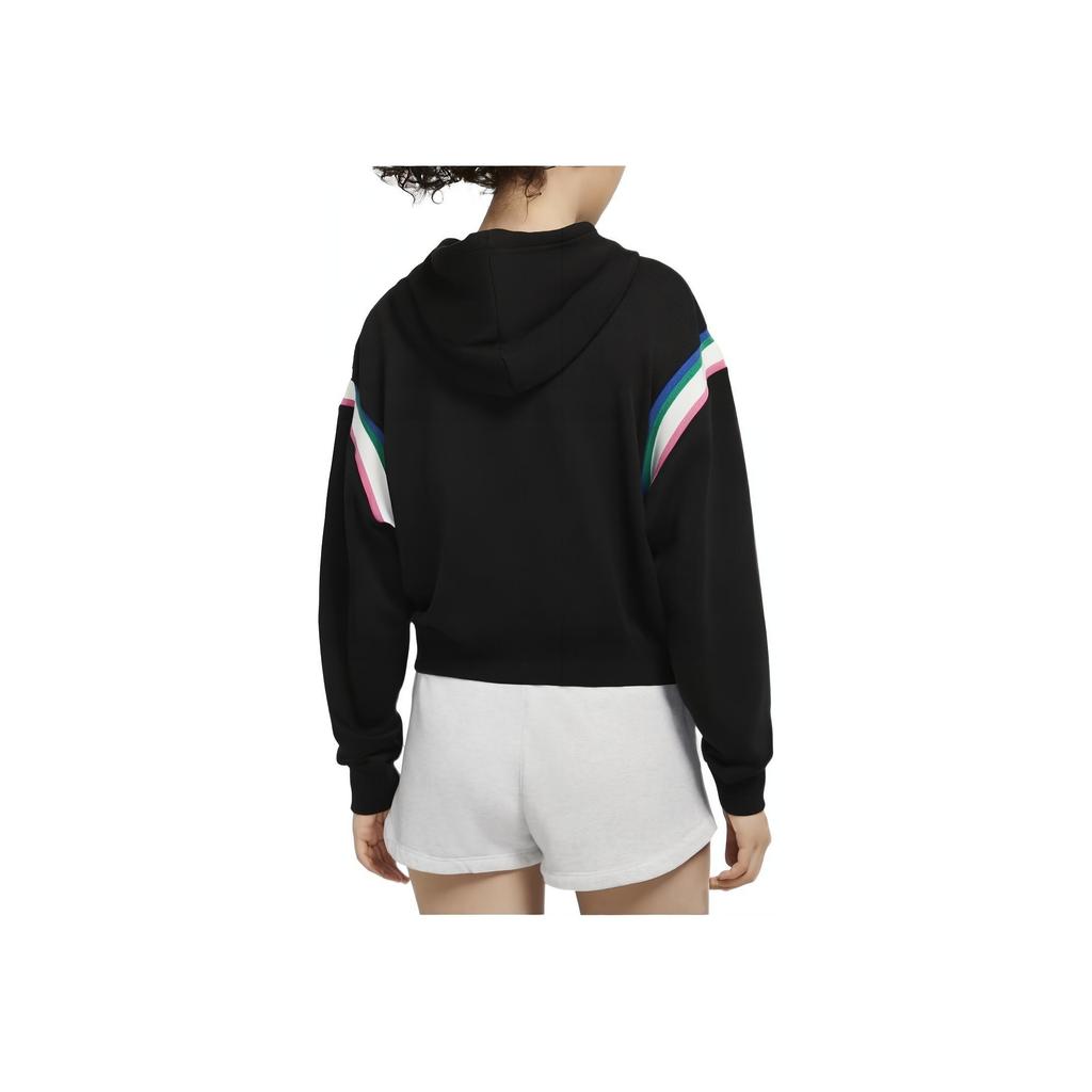 Nike Logo Print Color-Block Sleeve Detail Hoodie Women Tops Black CU5924-010